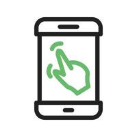 Gestures Line Green and Black Icon vector