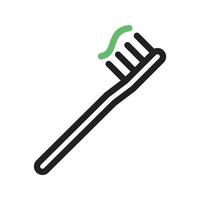 Toothbrush Line Green and Black Icon vector