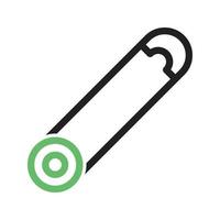 Safety Pin Line Green and Black Icon vector