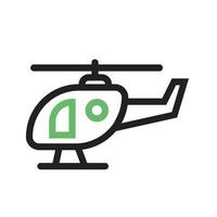 línea de helicóptero icono verde y negro vector