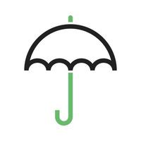 línea de paraguas icono verde y negro vector