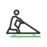 Riding Sled Line Green and Black Icon vector