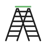 línea de escalera icono verde y negro vector