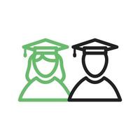 Graduates Line Green and Black Icon vector