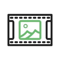 Pictures Reel Line Green and Black Icon vector