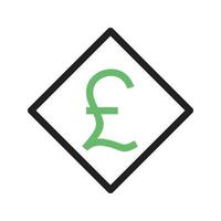 Pound Symbol Line Green and Black Icon vector