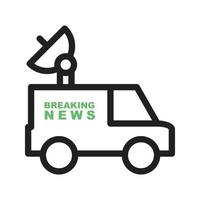 News Van I Line Green and Black Icon vector