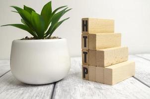 HTTP Written On Wooden Blocks On A Board, Insecure Internet Concept photo