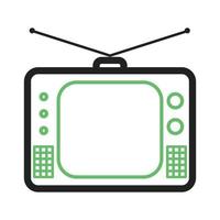 línea de televisor icono verde y negro vector