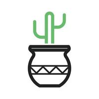 línea de planta icono verde y negro vector