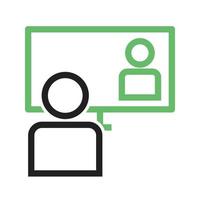 Online Lecture Line Green and Black Icon vector