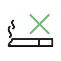 No Smoking SIgn Line Green and Black Icon vector