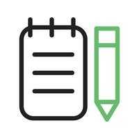 Notepad Line Green and Black Icon vector