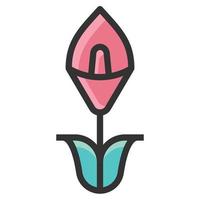 Lily Flower icon line color vector illustration