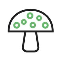 Mushroom Line Green and Black Icon vector