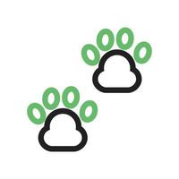 línea de patas icono verde y negro vector