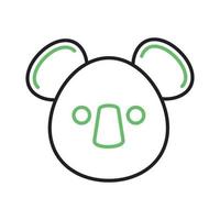 Koala Line Green and Black Icon vector