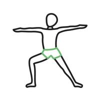 Warrior Pose Right Line Green and Black Icon vector