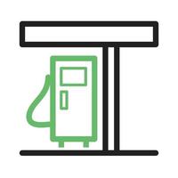 línea de gasolinera icono verde y negro vector