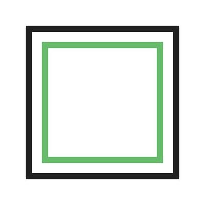 Square Line Green and Black Icon