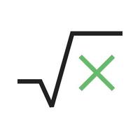 línea de raíz cuadrada icono verde y negro vector
