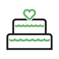 pastel de boda i línea icono verde y negro vector