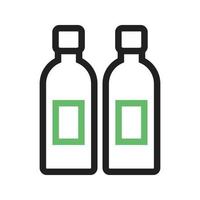 Two Bottles Line Green and Black Icon vector