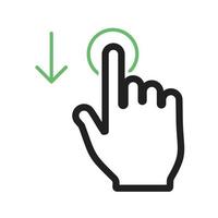 Tap and Move Down Line Green and Black Icon vector