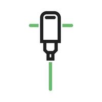 Jack Hammer Line Green and Black Icon vector