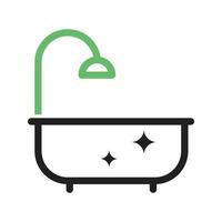 Clean Bathtub Line Green and Black Icon vector