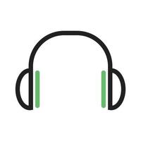 Headphones Line Green and Black Icon vector