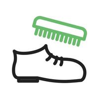 línea de pulido de zapatos icono verde y negro vector