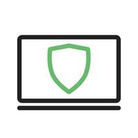 Protected System Line Green and Black Icon vector