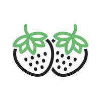 Strawberries Line Green and Black Icon vector