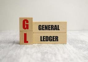 The text on the wooden blocks GENERAL LEDGER photo