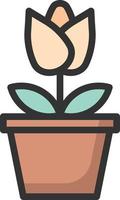 Flower Pot icon line color vector illustration