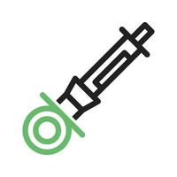 Anesthetic Syringe Line Green and Black Icon vector