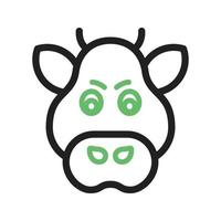 Boar Face Line Green and Black Icon vector