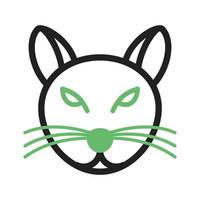 línea de cara de gato icono verde y negro vector