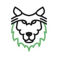 Wolf Face Line Green and Black Icon vector