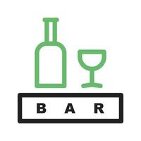 Bar Sign Line Green and Black Icon vector