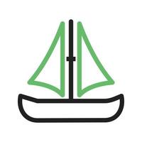 Small Boat Line Green and Black Icon vector