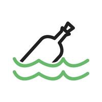 Bottle in Water Line Green and Black Icon vector