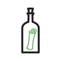 Scroll in Bottle Line Green and Black Icon vector