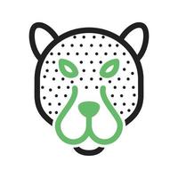 línea de cara de leopardo icono verde y negro vector