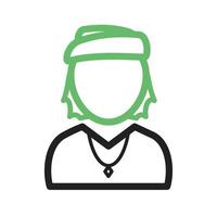 Boy in Bandana Line Green and Black Icon vector