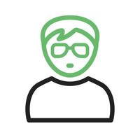 niño en línea de gafas nerd icono verde y negro vector