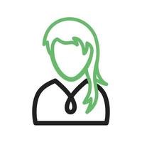 Girl with Ponytail Line Green and Black Icon vector