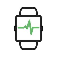 Heartbeat Count Line Green and Black Icon vector