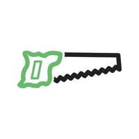 línea de sierra de mano icono verde y negro vector
